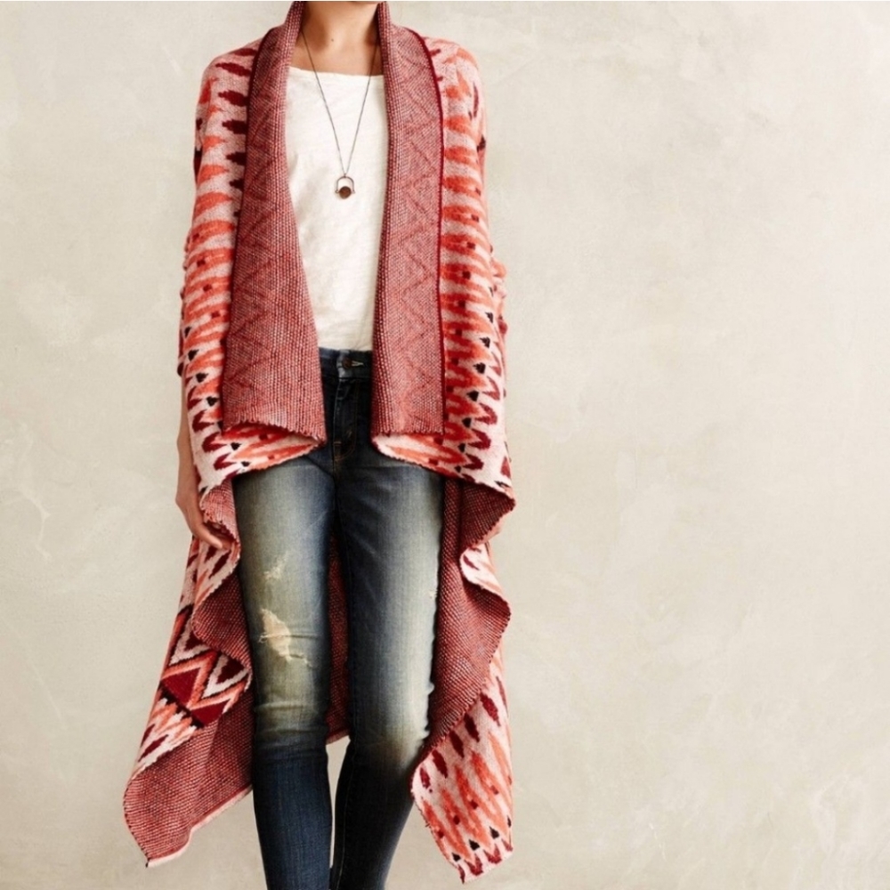 LIKE NEW Anthropologie Jacquard Blanket Cardigan S
